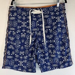 Reyn Spooner Swim Trunks Board Shorts Mens Size 32 Navy Blue White‎ Pattern